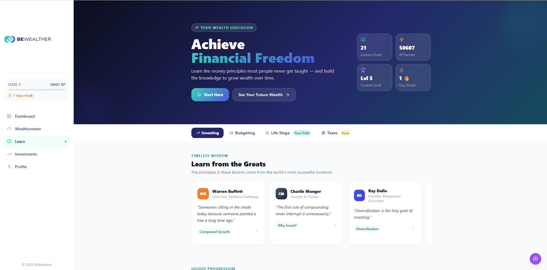 The BeWealther website — designed and built by TrueForm Creative