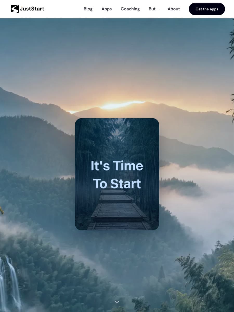 JustStart homepage on tablet