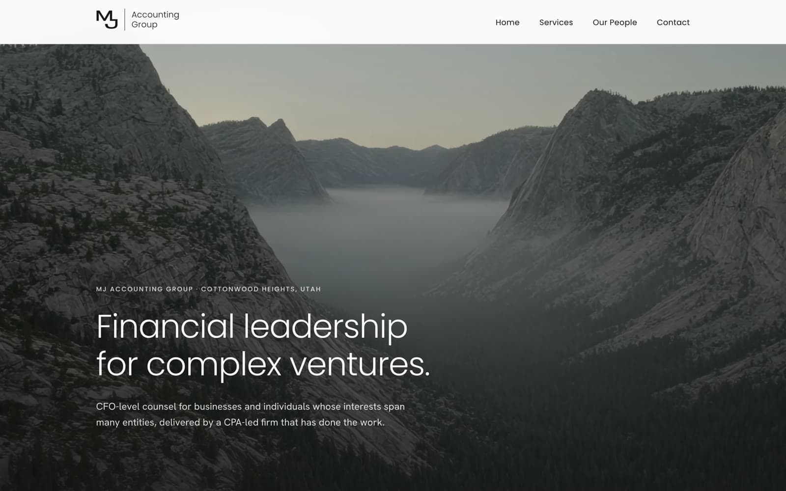 MJ Accounting Group homepage on desktop
